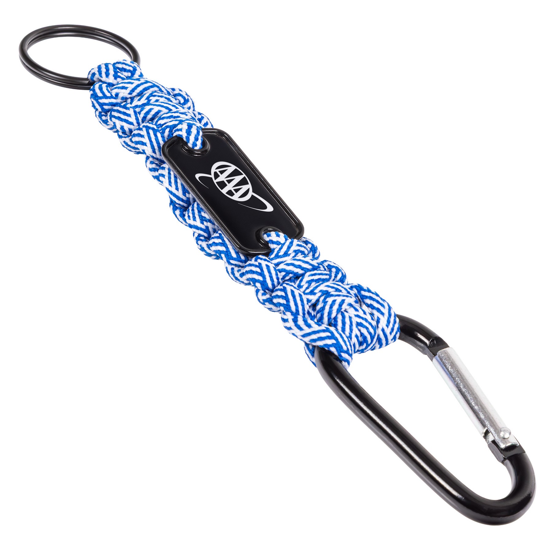 Picture of Carabiner Box Knot Braided Key Chain with Keyring and Metal Plate