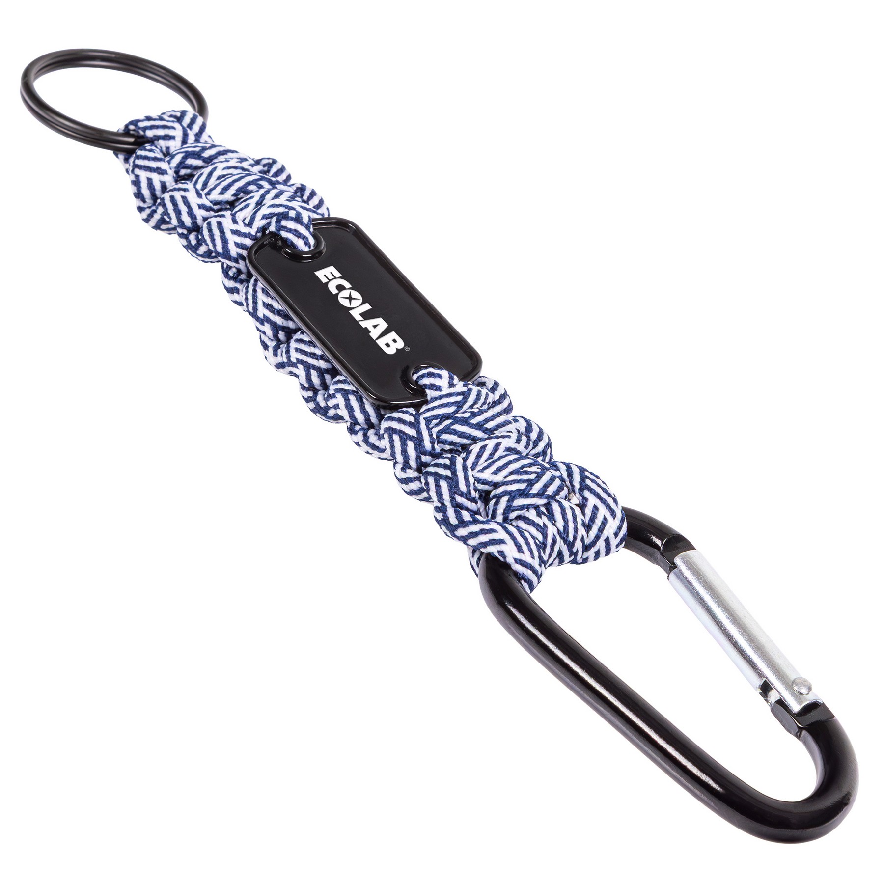 Picture of Carabiner Box Knot Braided Key Chain with Keyring and Metal Plate