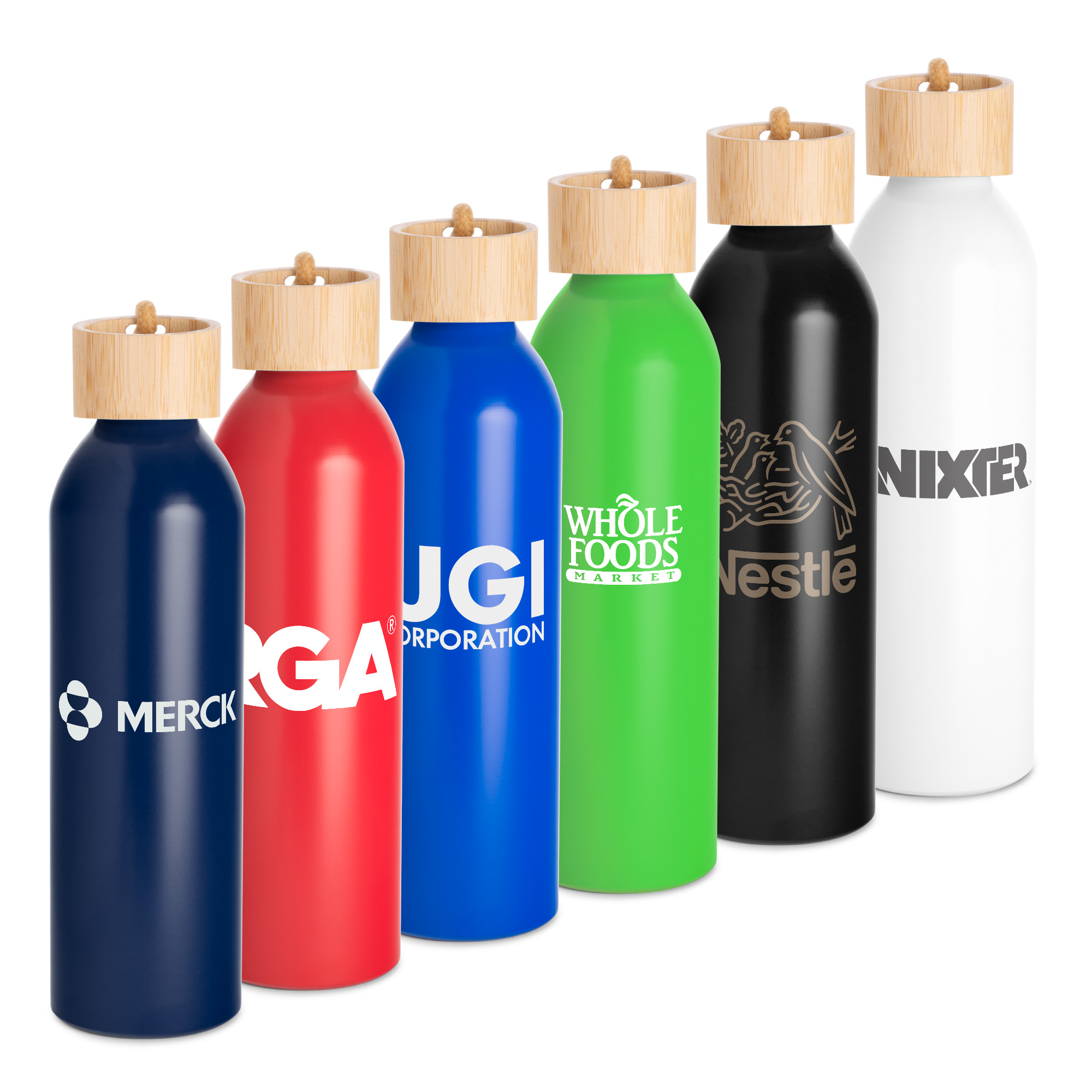 Picture of 22 Oz. Meriden Aluminum Bottle w/Bamboo Lid & Cotton String Loop