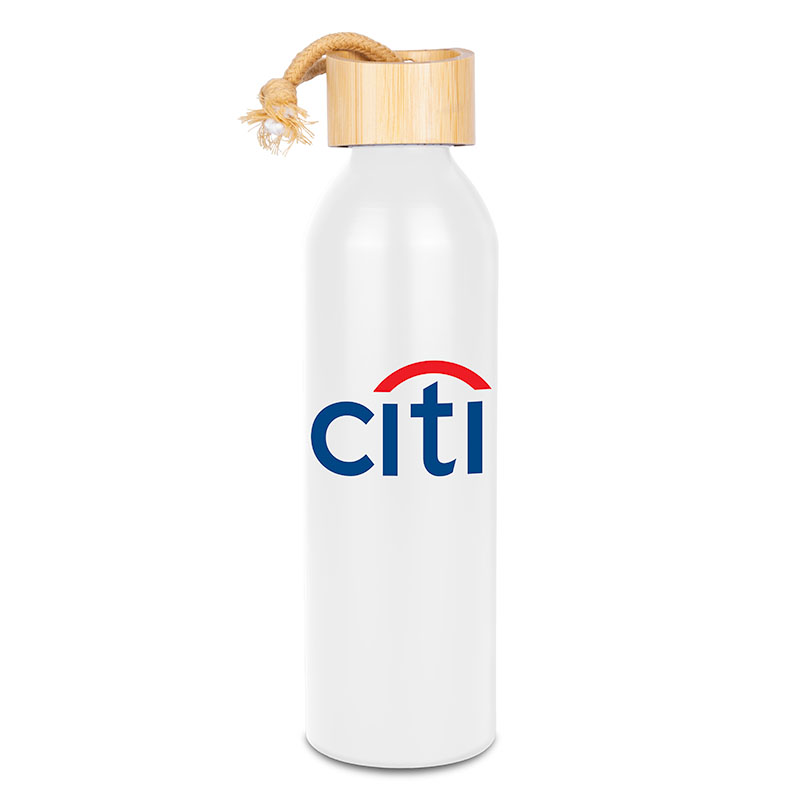 Picture of 22 Oz. Meriden Aluminum Bottle w/Bamboo Lid & Cotton String Loop