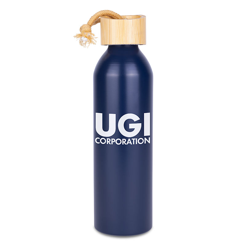 Picture of 22 Oz. Meriden Aluminum Bottle w/Bamboo Lid & Cotton String Loop