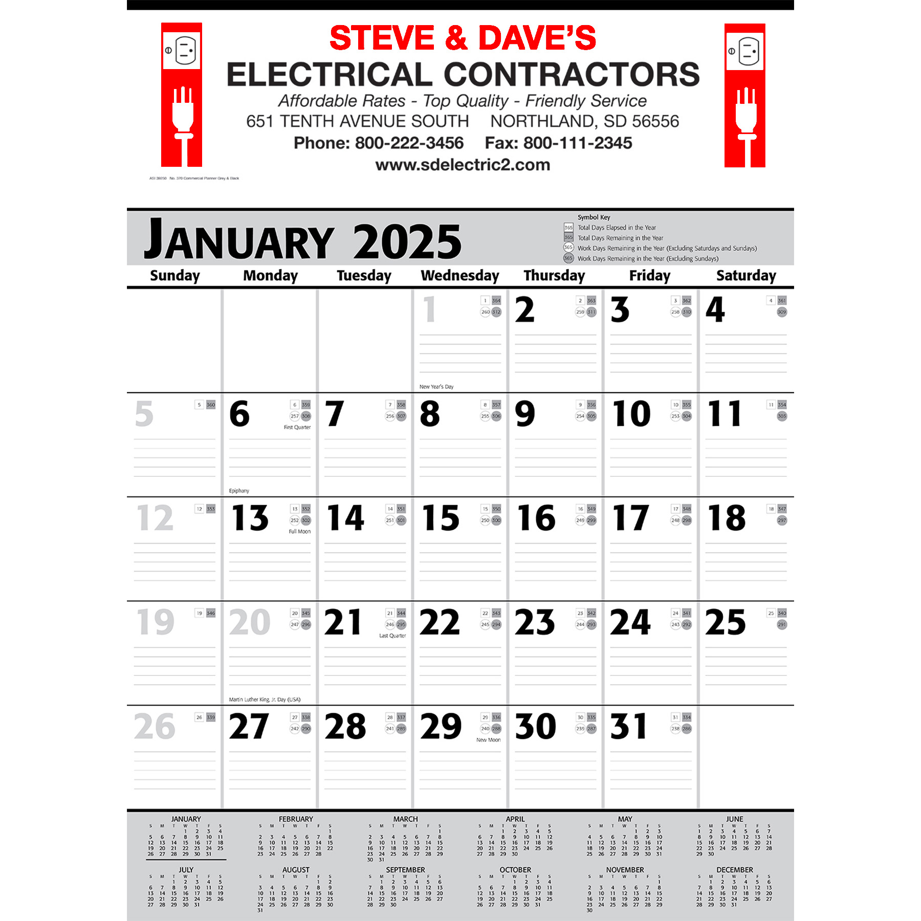 Picture of Commercial Contractor Calendar: Grey & Black 2025, 2+ Imprint Colors