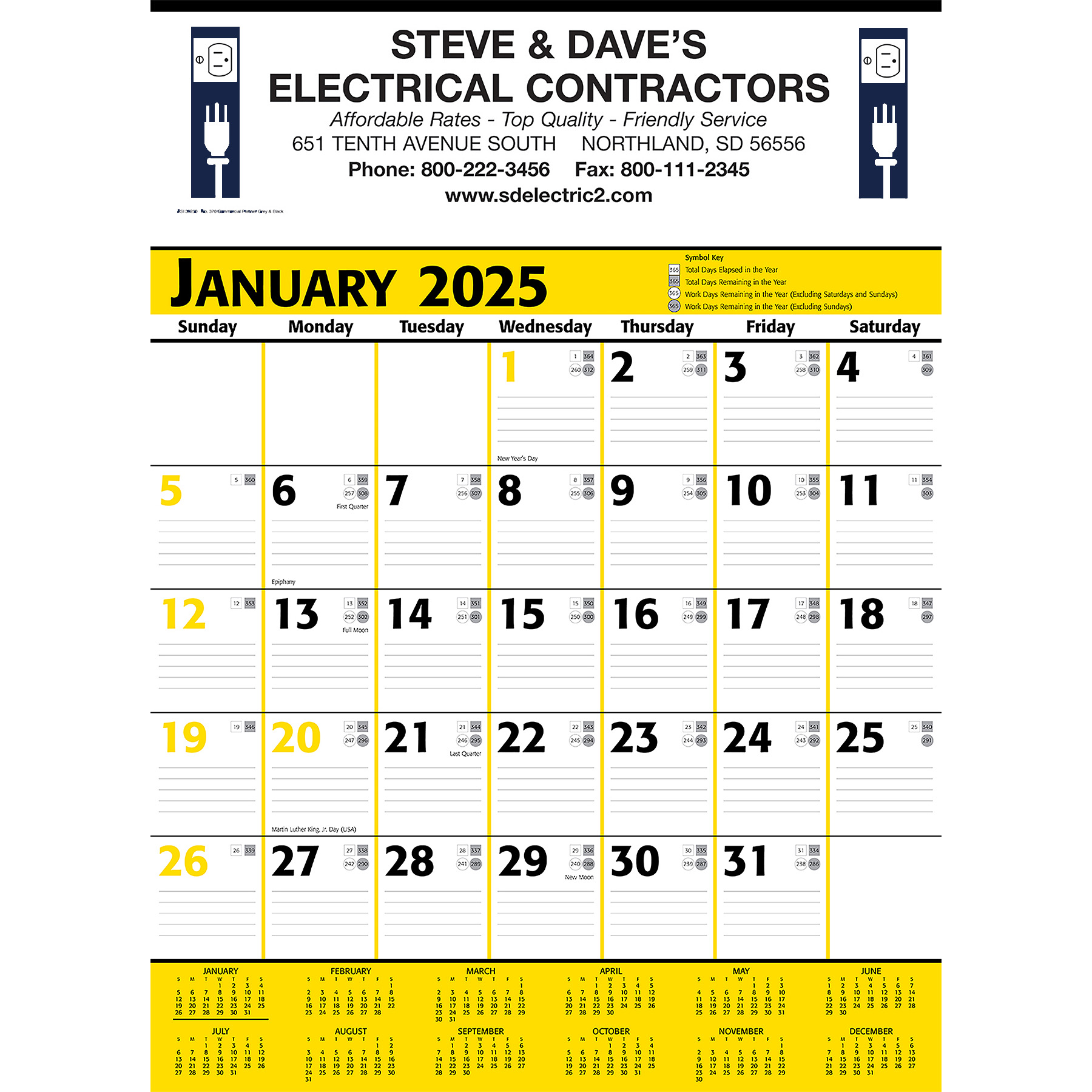 Picture of Commercial Contractor Calendar: Yellow & Black 2025, 2+ Imprint Colors