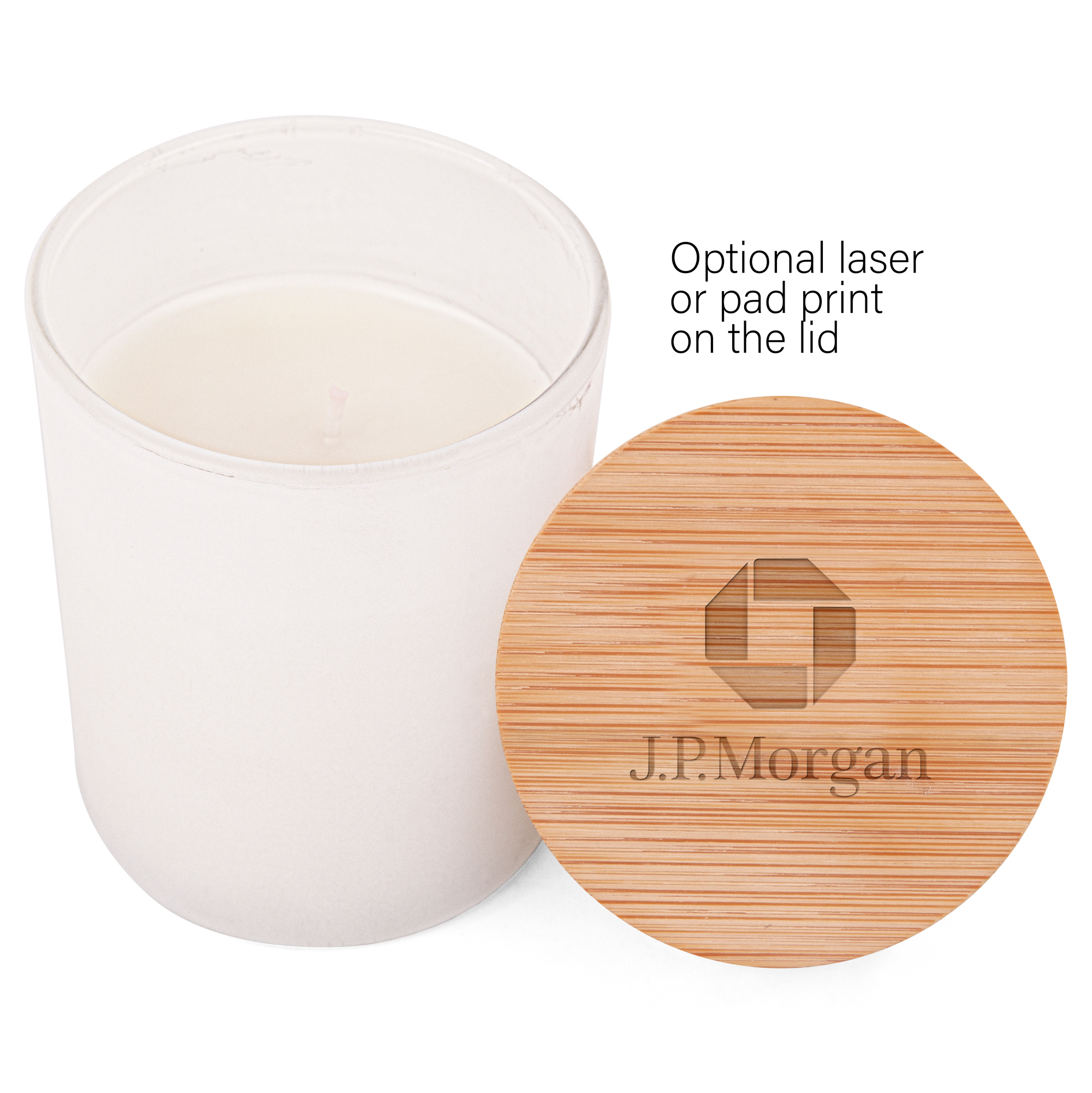Picture of Vanilla-Scented Soy Wax Candle In Glass Jar W/Bamboo Lid
