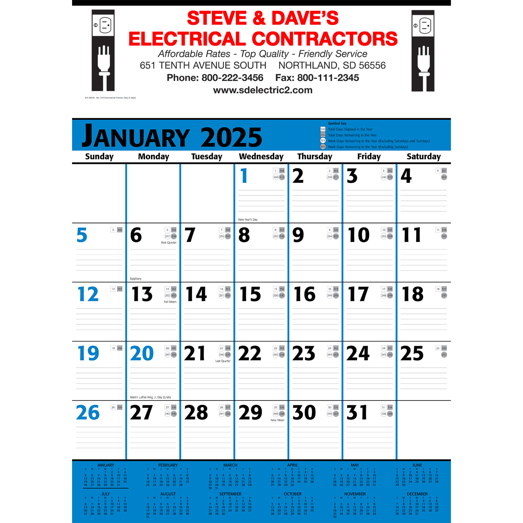 Picture of Commercial Contractor Calendar: Blue & Black 2025, 2+ Imprint Colors