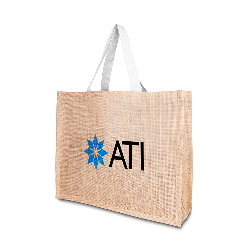 Picture of Jute Tote Bag w/Cotton Webbing Handle
