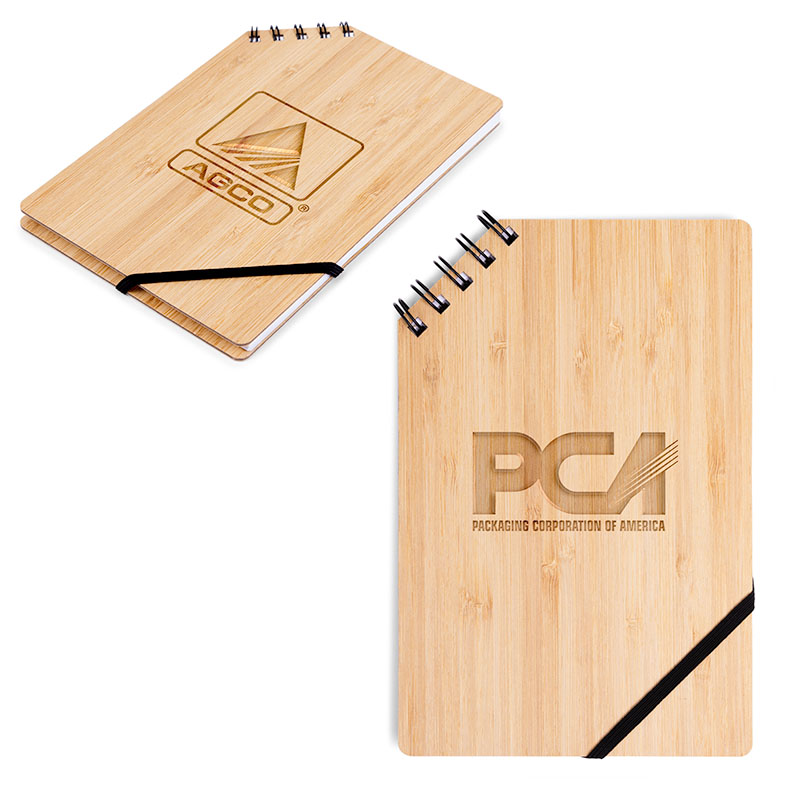 Picture of A5 Corner Spiral Bound Journal Book w/Bamboo Cover