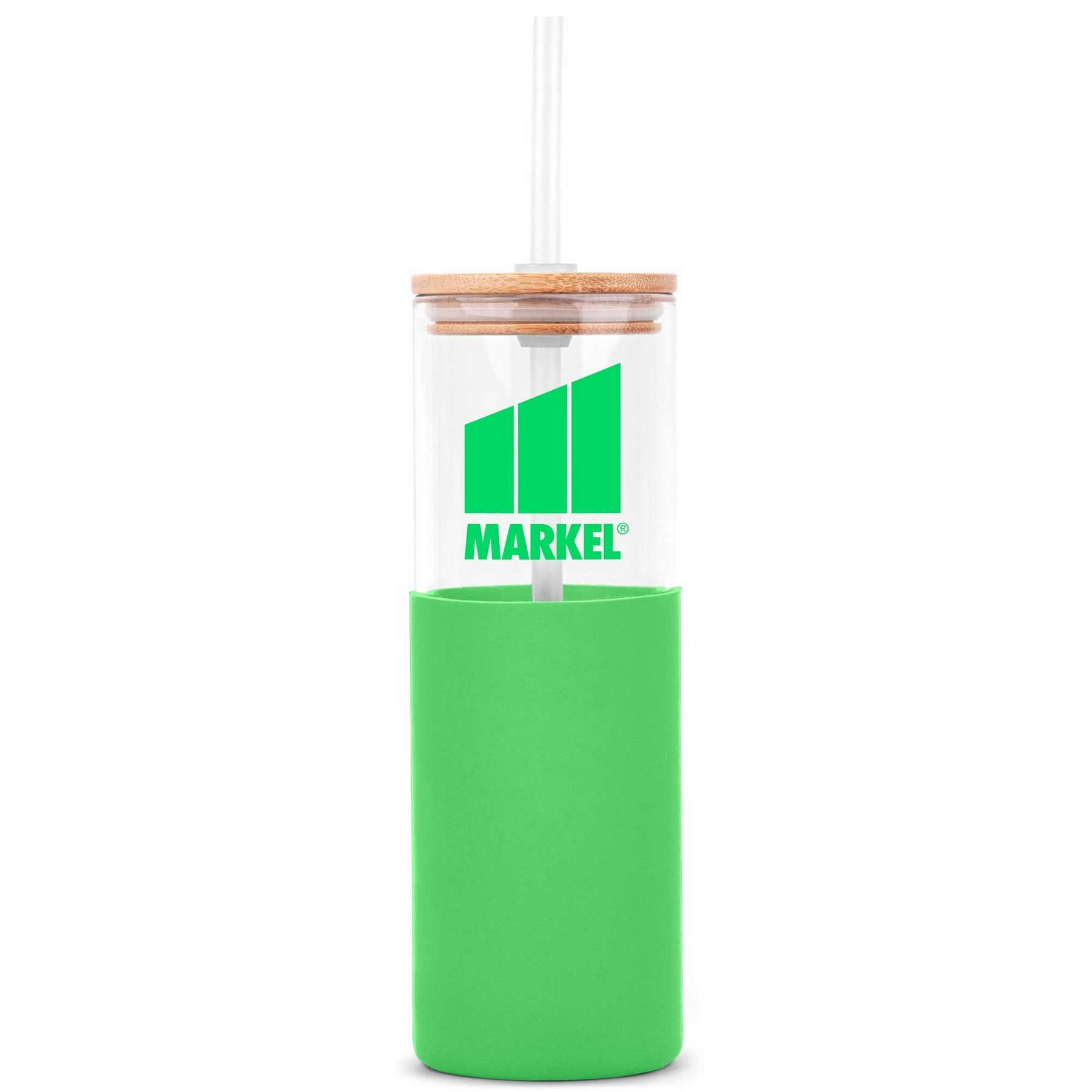 Picture of 18oz. Glass Tumbler w/Bamboo Lid, Straw & Silicone Sleeve