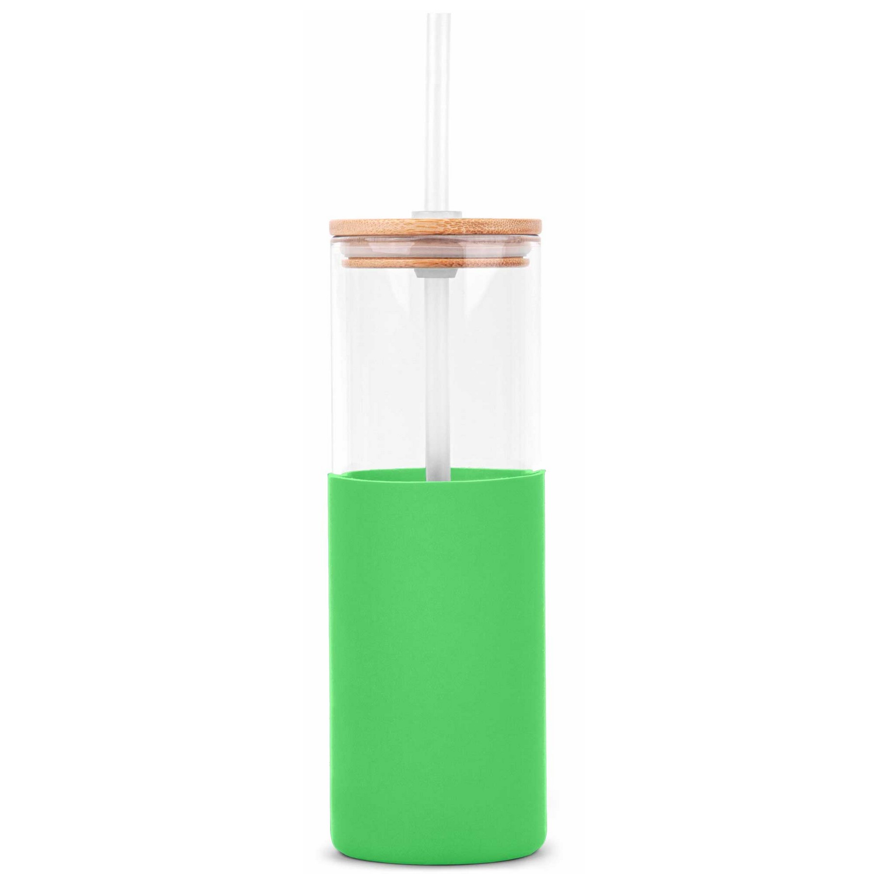 Picture of 18oz. Glass Tumbler w/Bamboo Lid, Straw & Silicone Sleeve