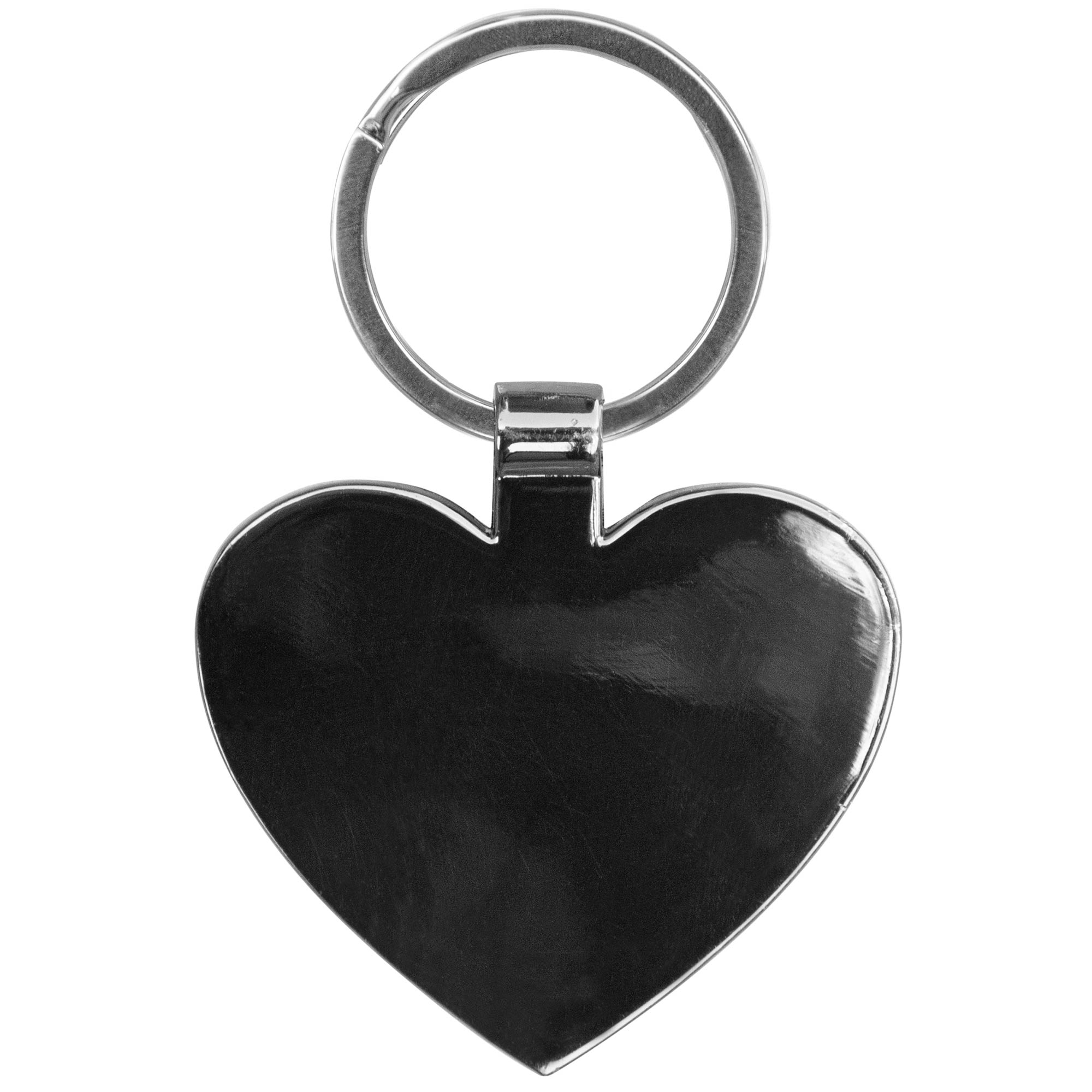 Picture of Heart-Shaped Beveled Wood Gun Metal Key Chain