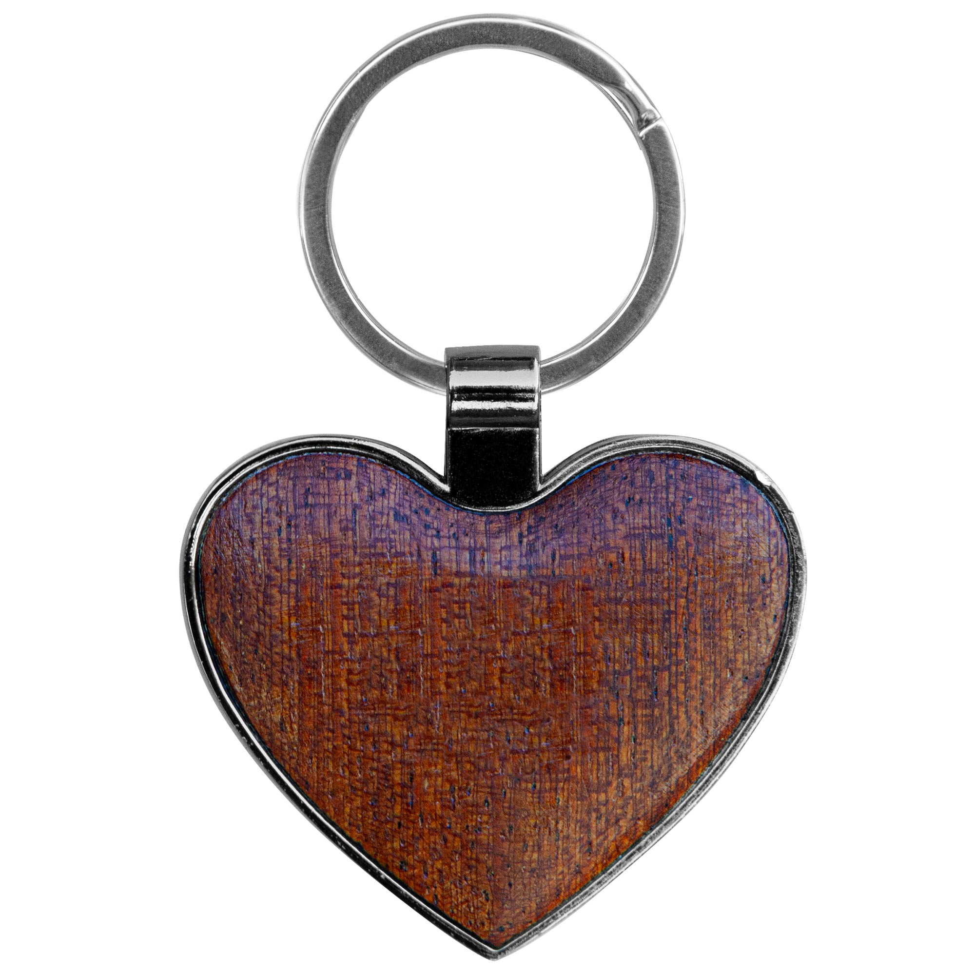 Picture of Heart-Shaped Beveled Wood Gun Metal Key Chain