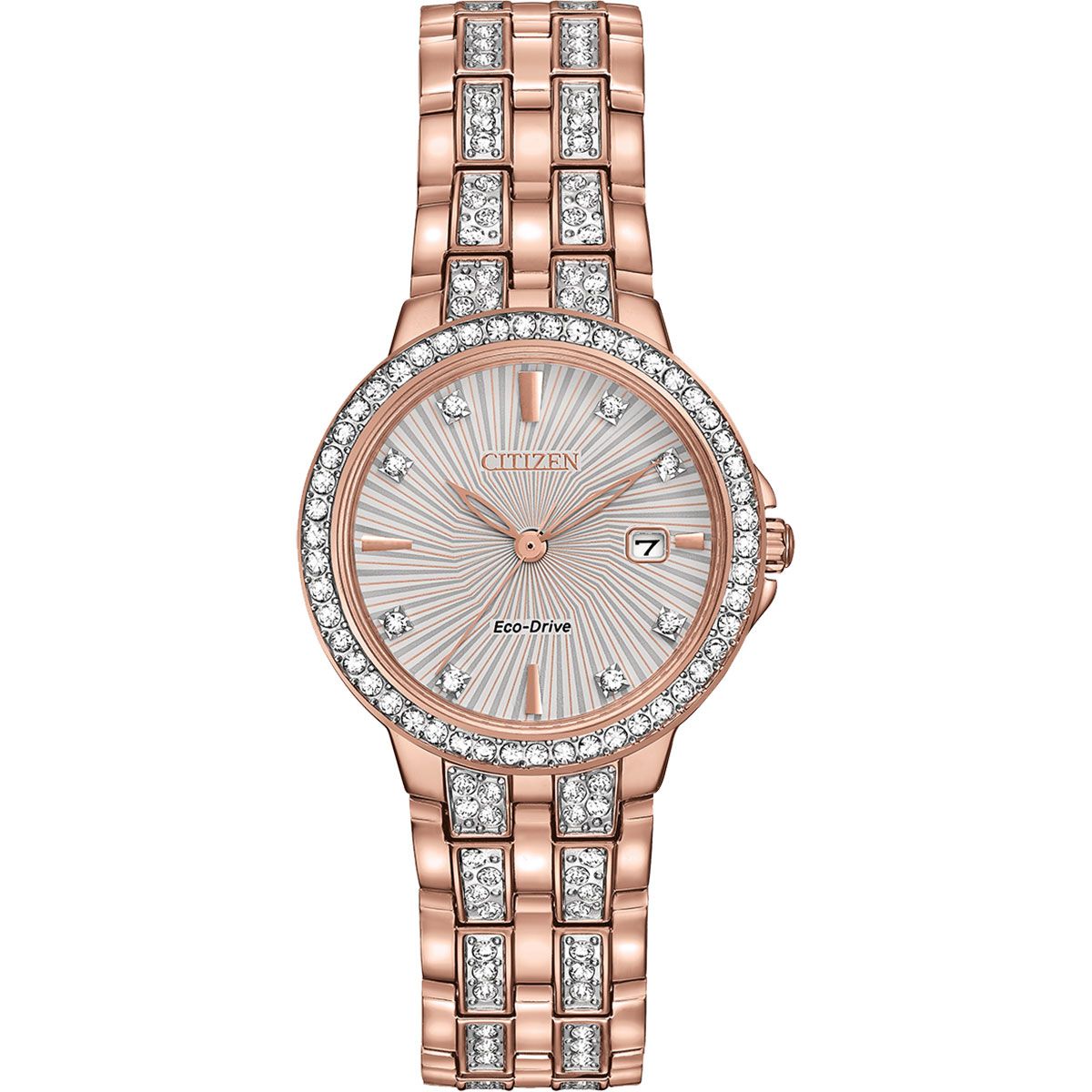 Picture of Citizen® Women's Eco-Drive Crystal Accent Rose Gold-Tone Stainless Steel Bracelet Watch