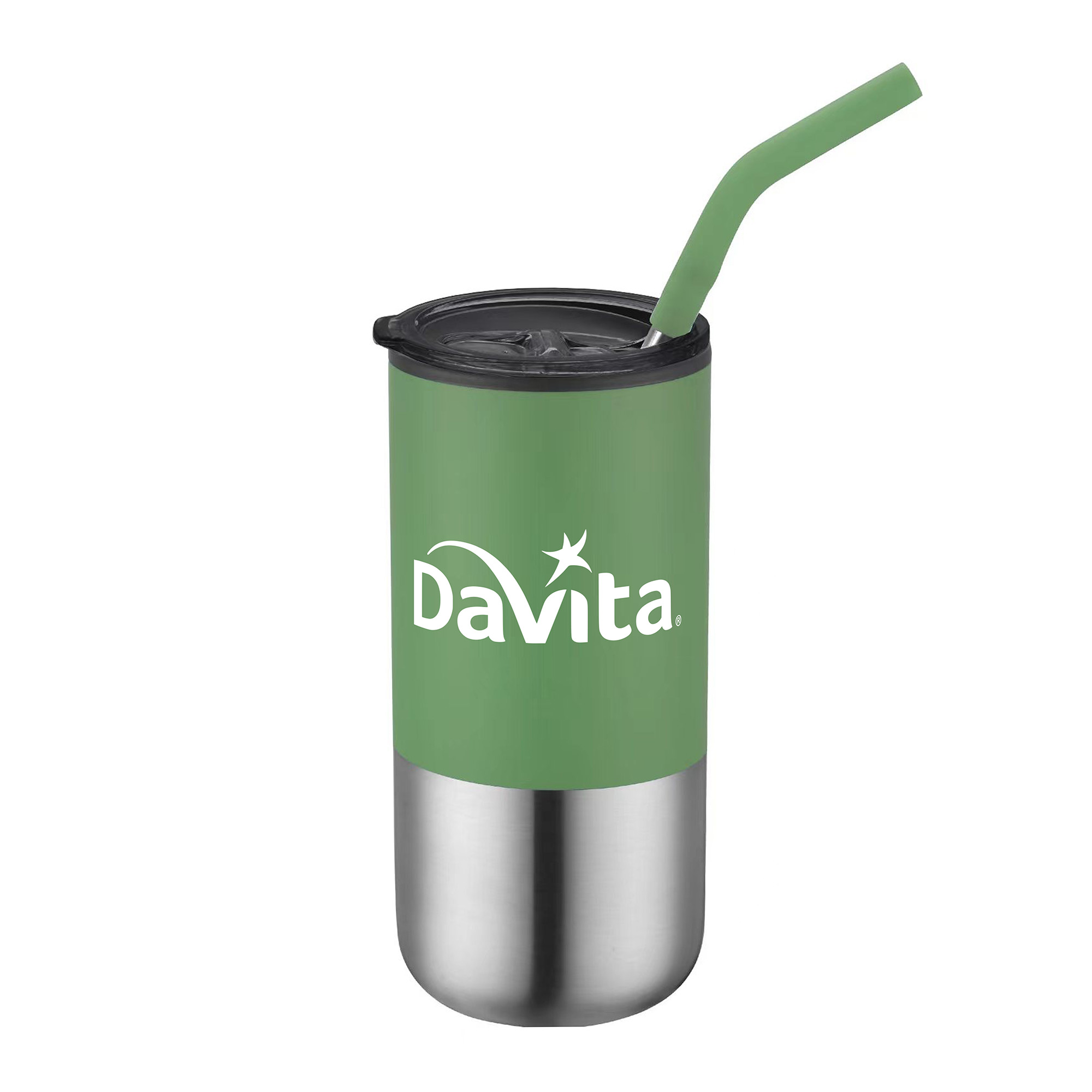 Picture of 16 Oz. Double Wall Tumbler w/Silicone Sip Steel Straw