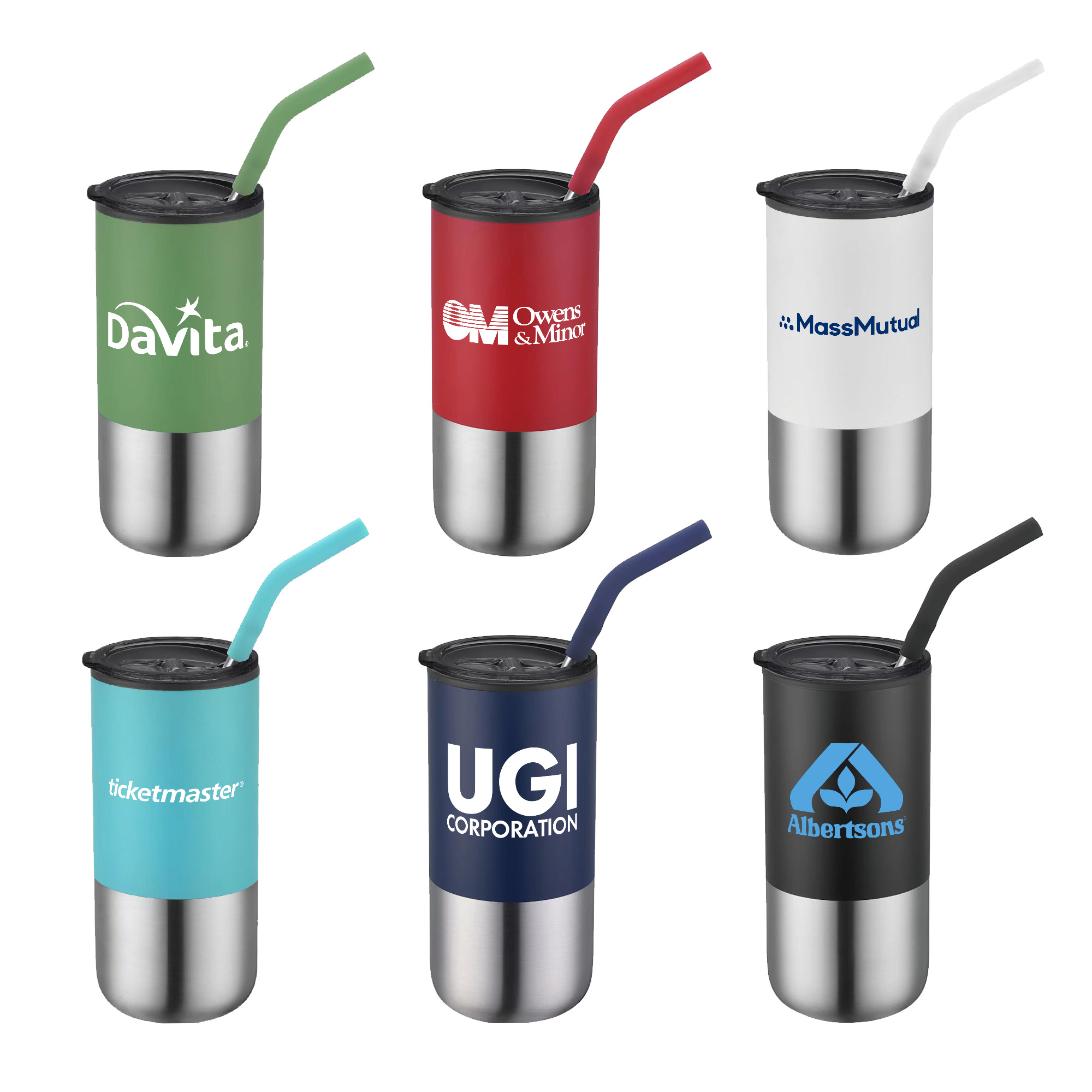 Picture of 16 Oz. Double Wall Tumbler w/Silicone Sip Steel Straw