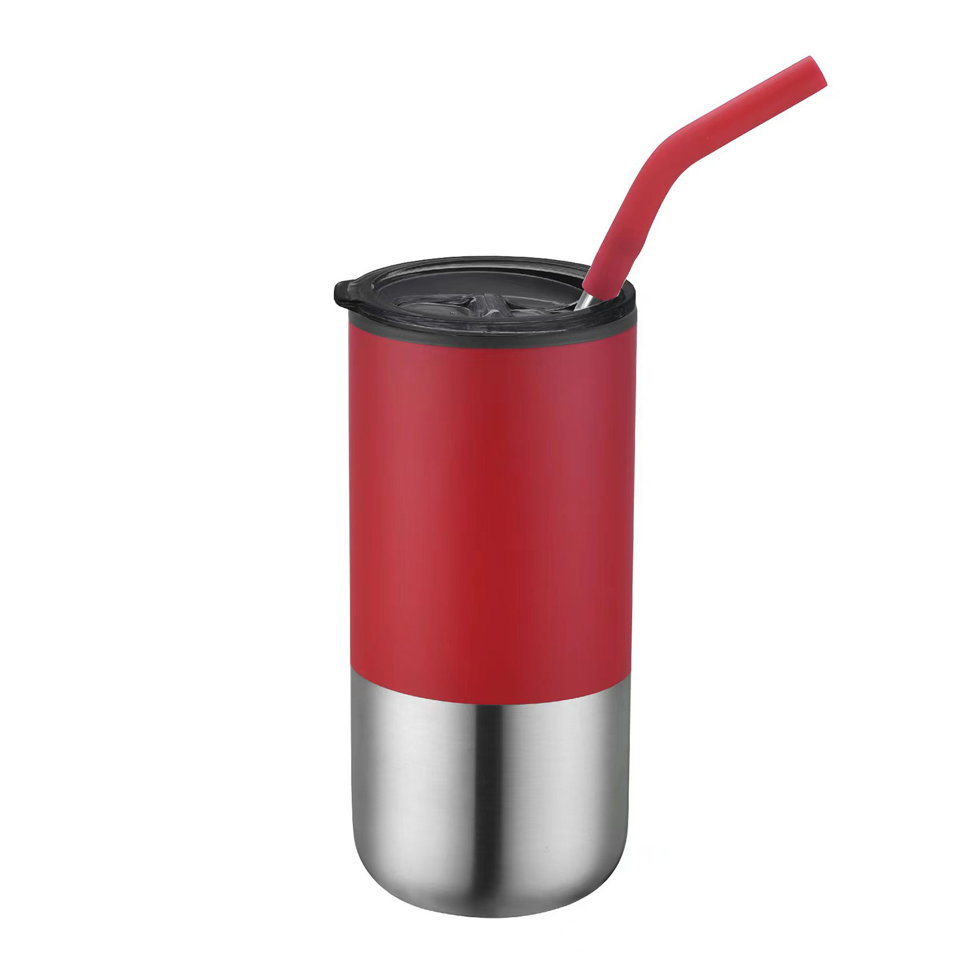 Picture of 16 Oz. Double Wall Tumbler w/Silicone Sip Steel Straw