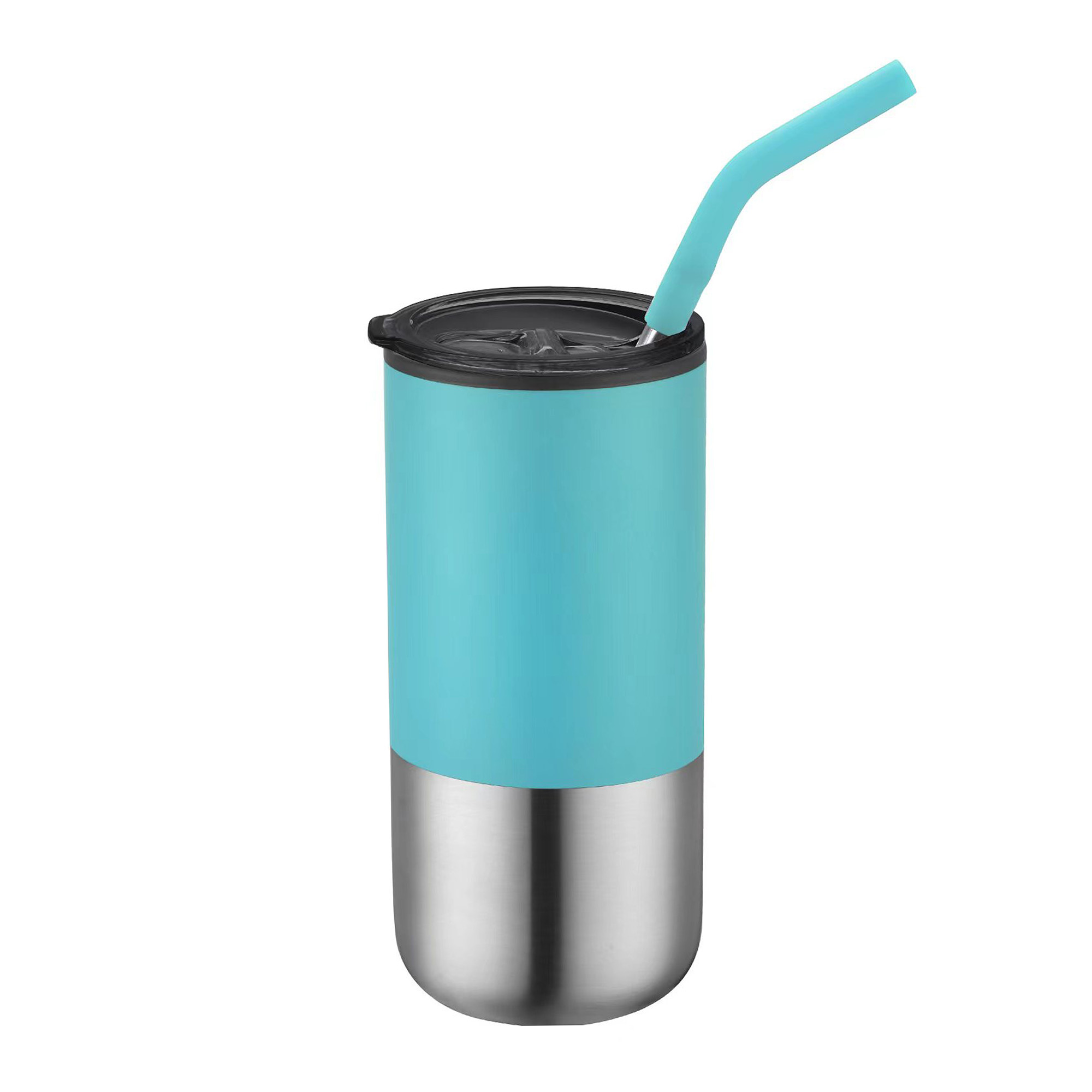 Picture of 16 Oz. Double Wall Tumbler w/Silicone Sip Steel Straw