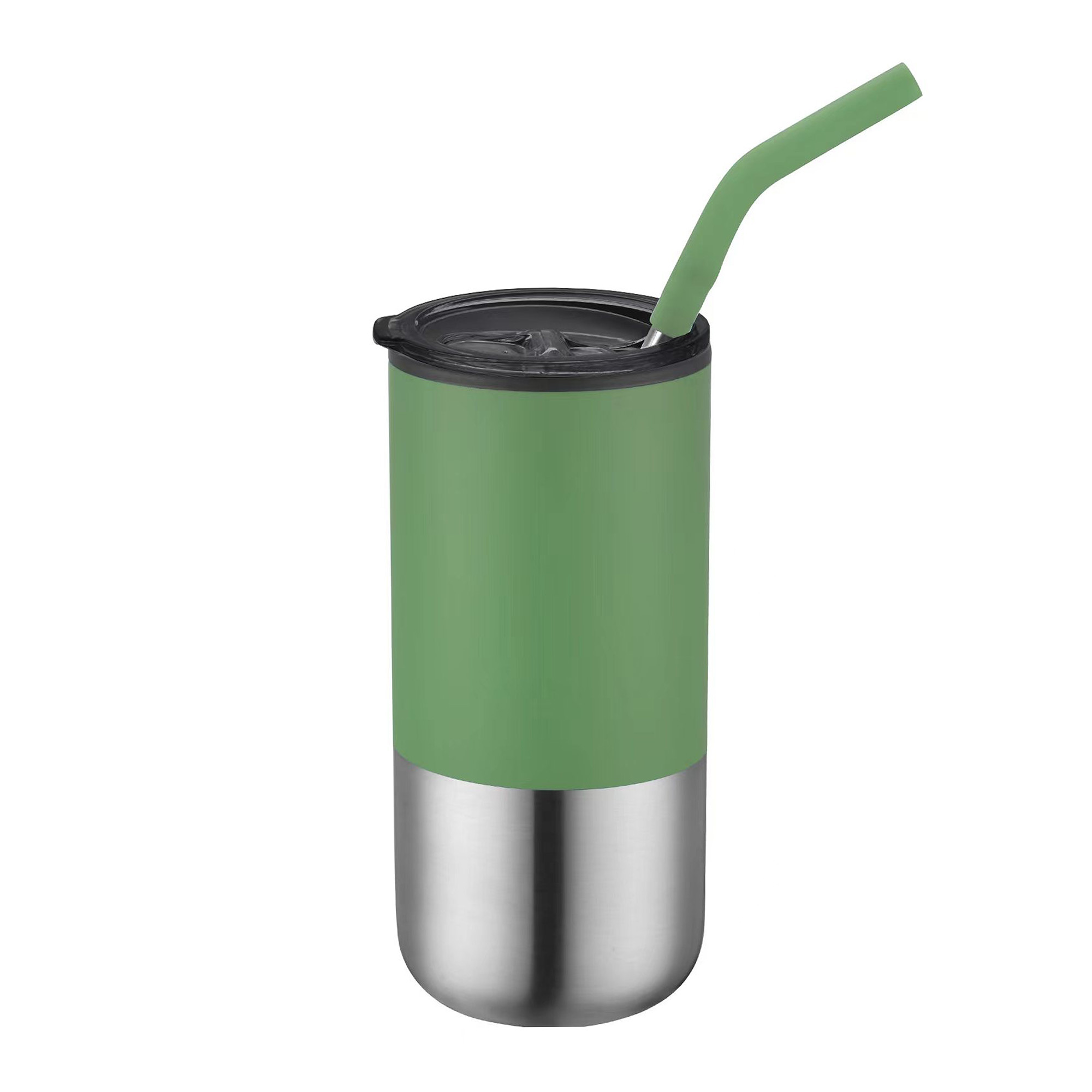 Picture of 16 Oz. Double Wall Tumbler w/Silicone Sip Steel Straw