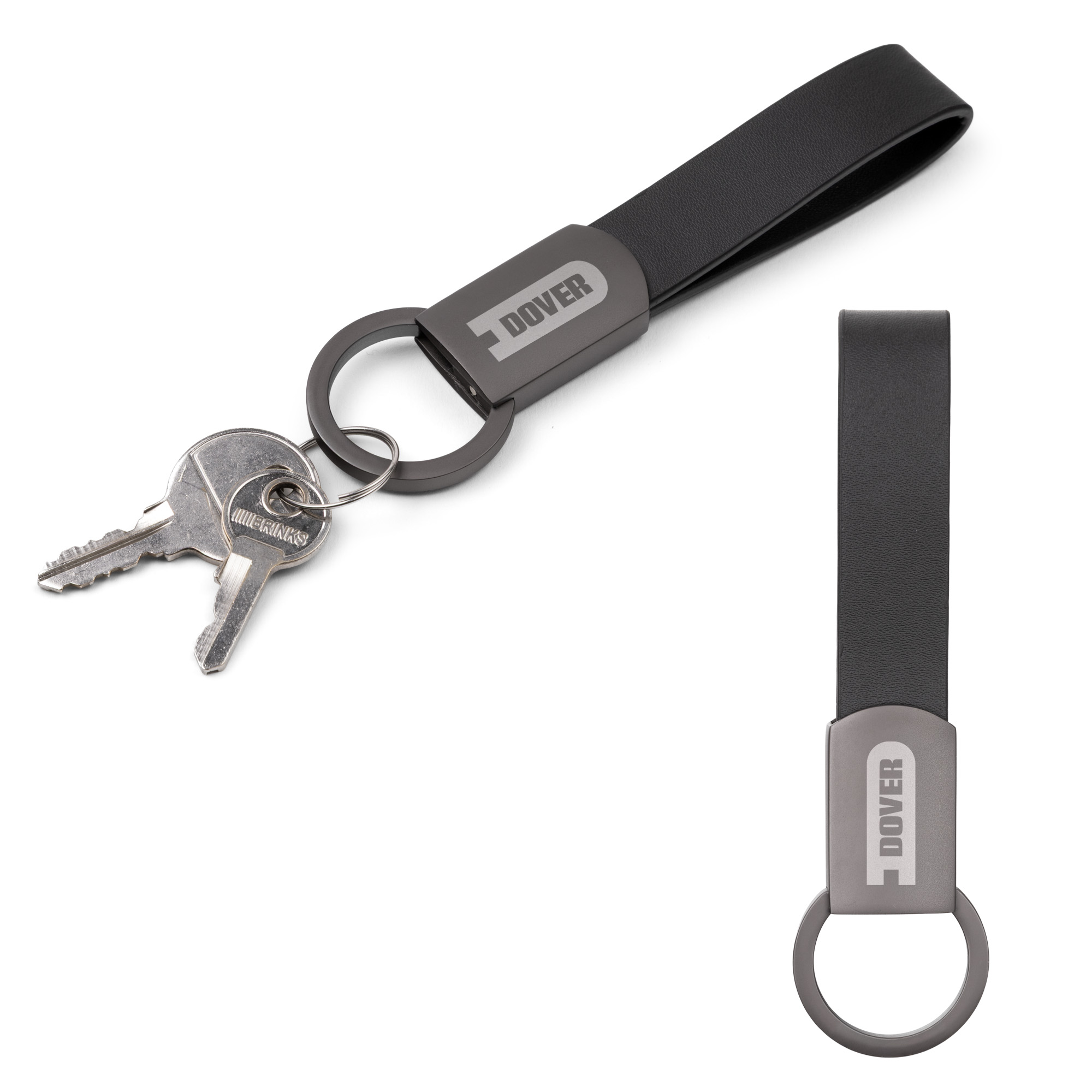 Picture of Axis Gunmetal Leather Keyring
