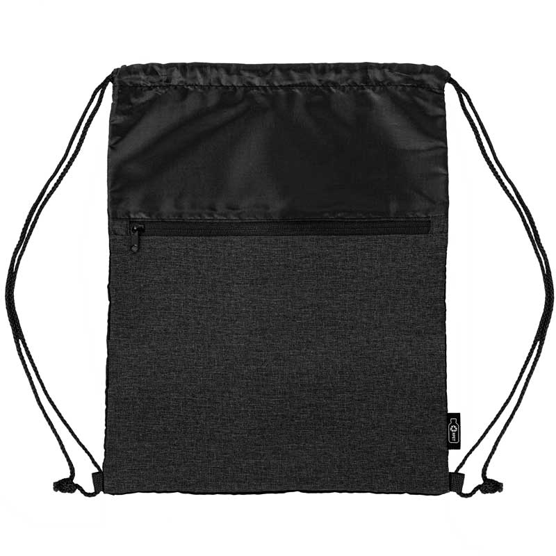 Picture of rPET Heather Draw String Bag w/Front Zipper Pocket