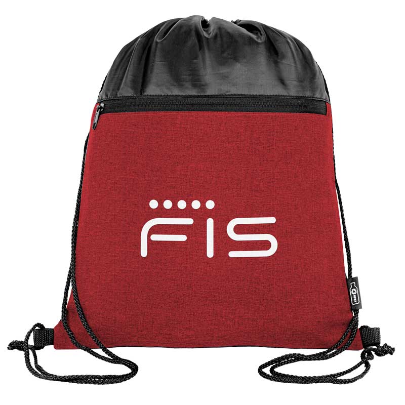 Picture of rPET Heather Draw String Bag w/Front Zipper Pocket