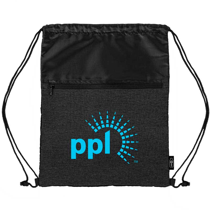 Picture of rPET Heather Draw String Bag w/Front Zipper Pocket