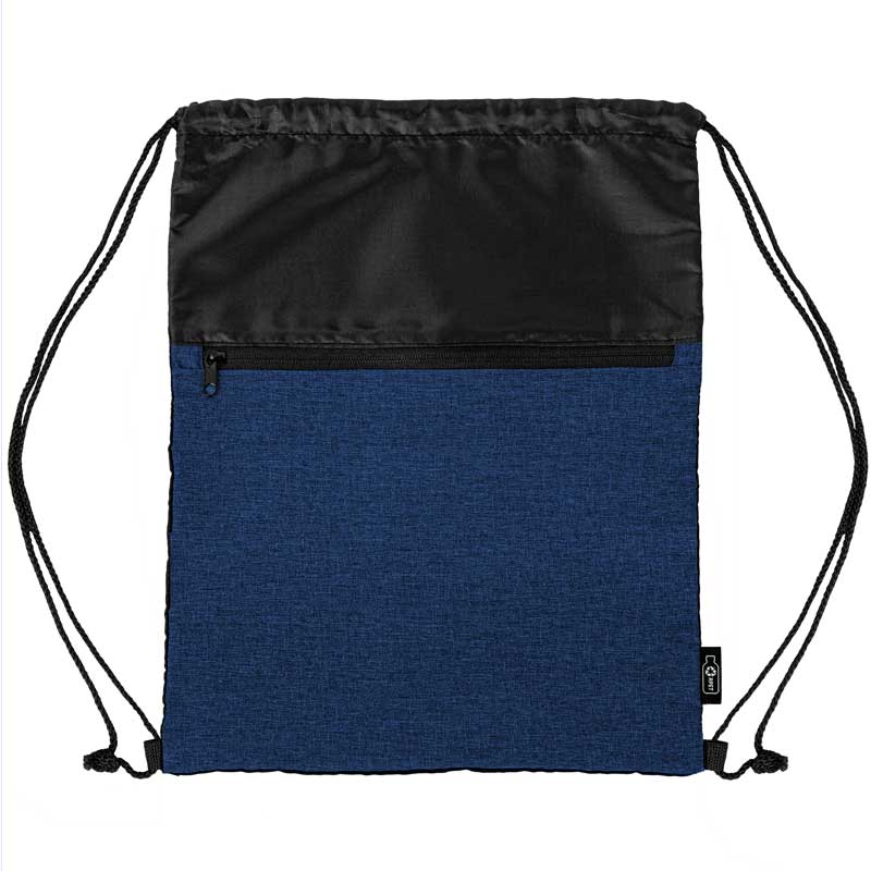 Picture of rPET Heather Draw String Bag w/Front Zipper Pocket