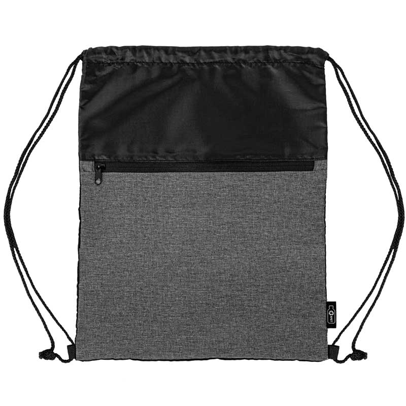 Picture of rPET Heather Draw String Bag w/Front Zipper Pocket