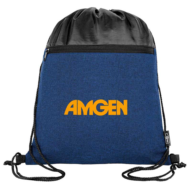 Picture of rPET Heather Draw String Bag w/Front Zipper Pocket