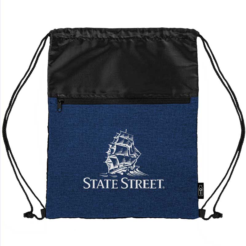 Picture of rPET Heather Draw String Bag w/Front Zipper Pocket