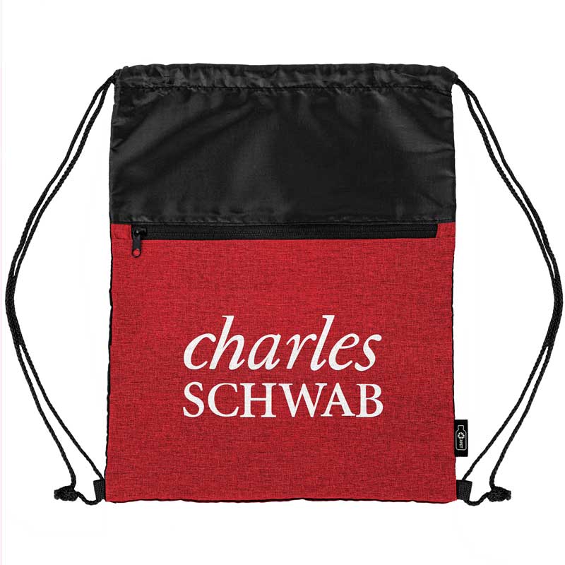 Picture of rPET Heather Draw String Bag w/Front Zipper Pocket