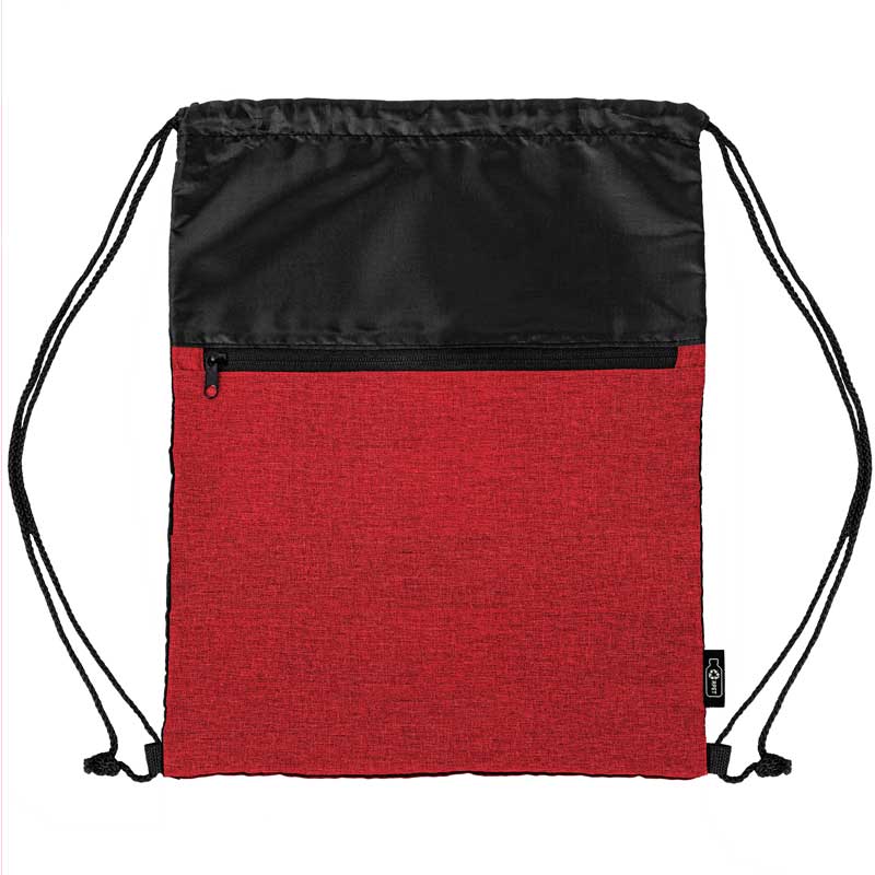 Picture of rPET Heather Draw String Bag w/Front Zipper Pocket