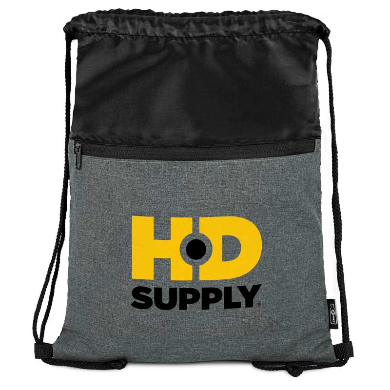 Picture of rPET Heather Draw String Bag w/Front Zipper Pocket