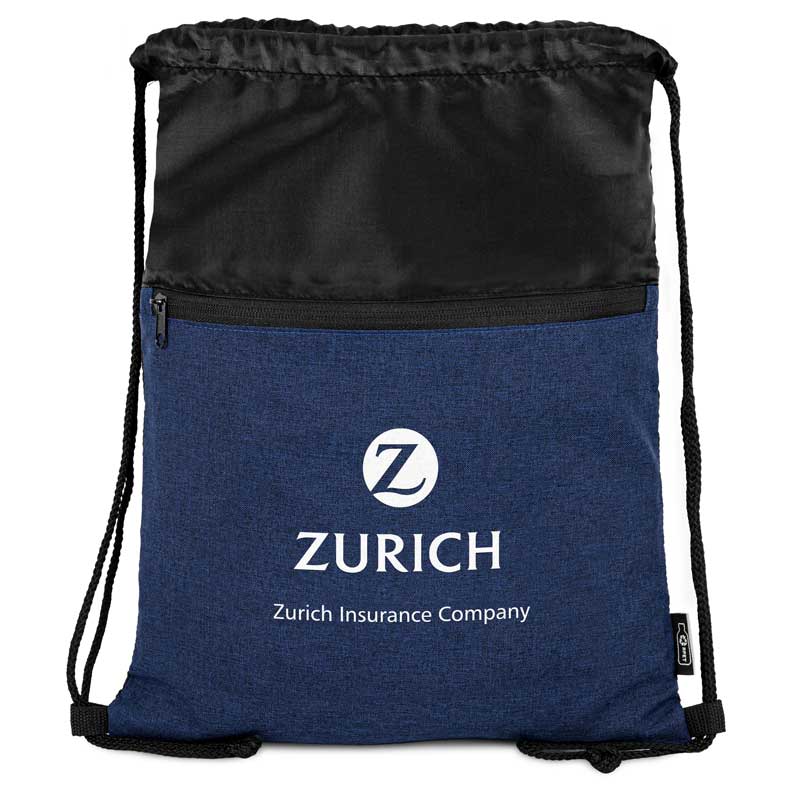 Picture of rPET Heather Draw String Bag w/Front Zipper Pocket