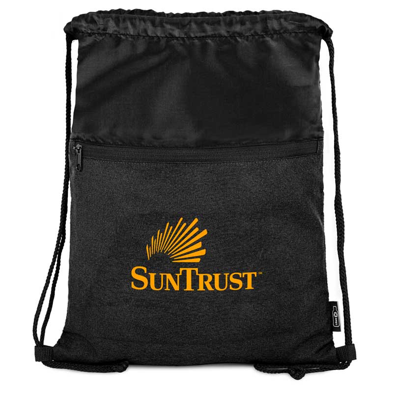 Picture of rPET Heather Draw String Bag w/Front Zipper Pocket