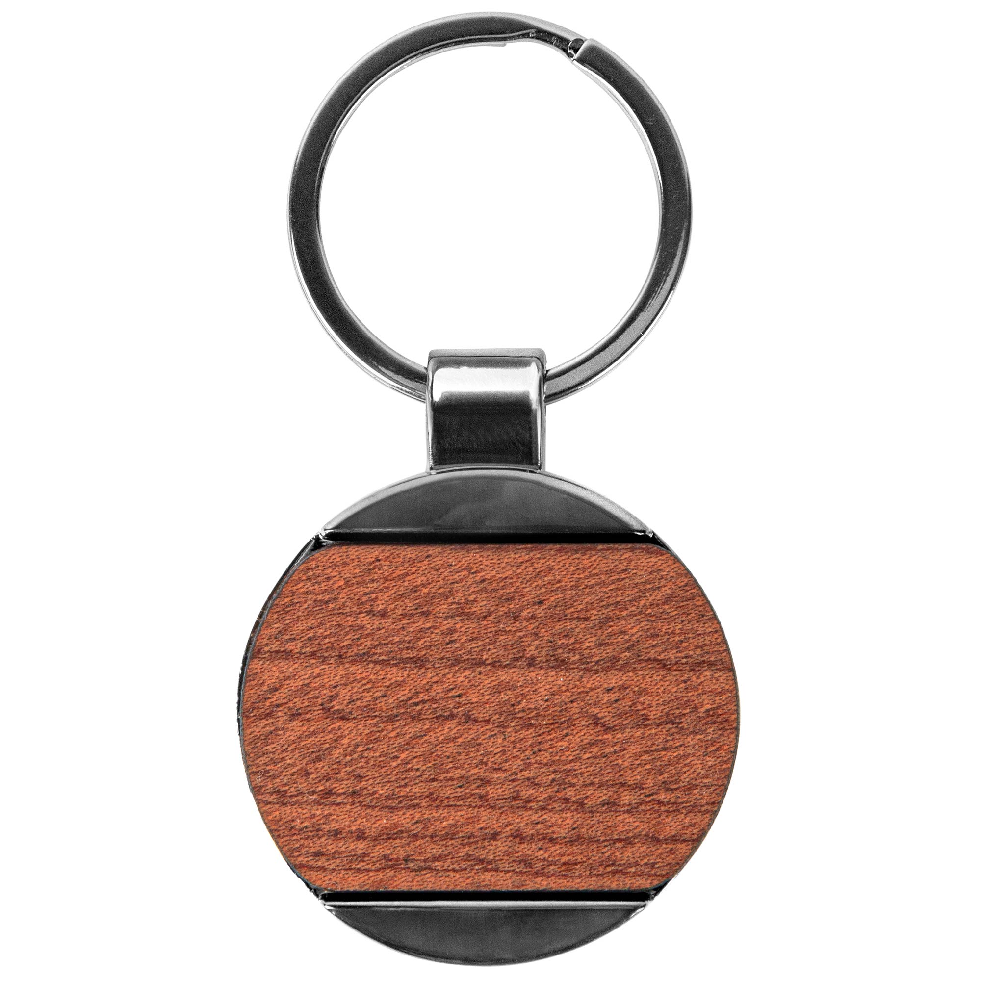 Picture of Newcastle Gun Metal & Wood Round Key Chain