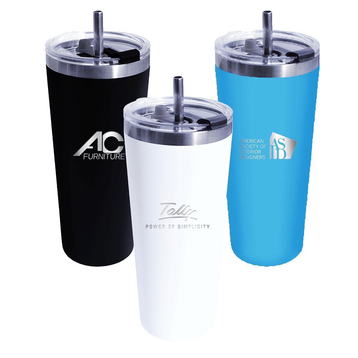Picture of 22 Oz. Memphis Tumbler w/Flip Top Lid & Stainless Steel Straw, Laser, Premium