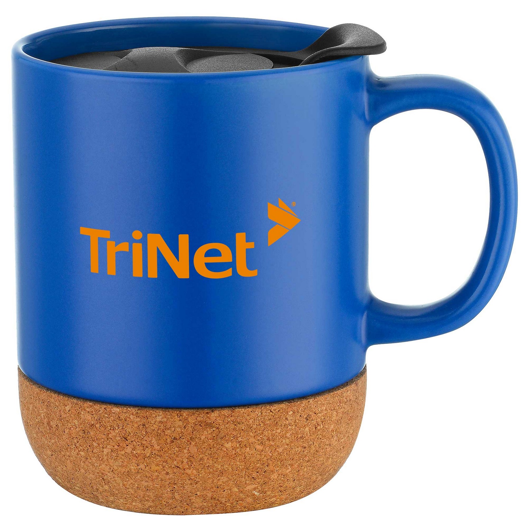 Picture of 12oz. Cork Bottom Ceramic Mug with Plastic Lid