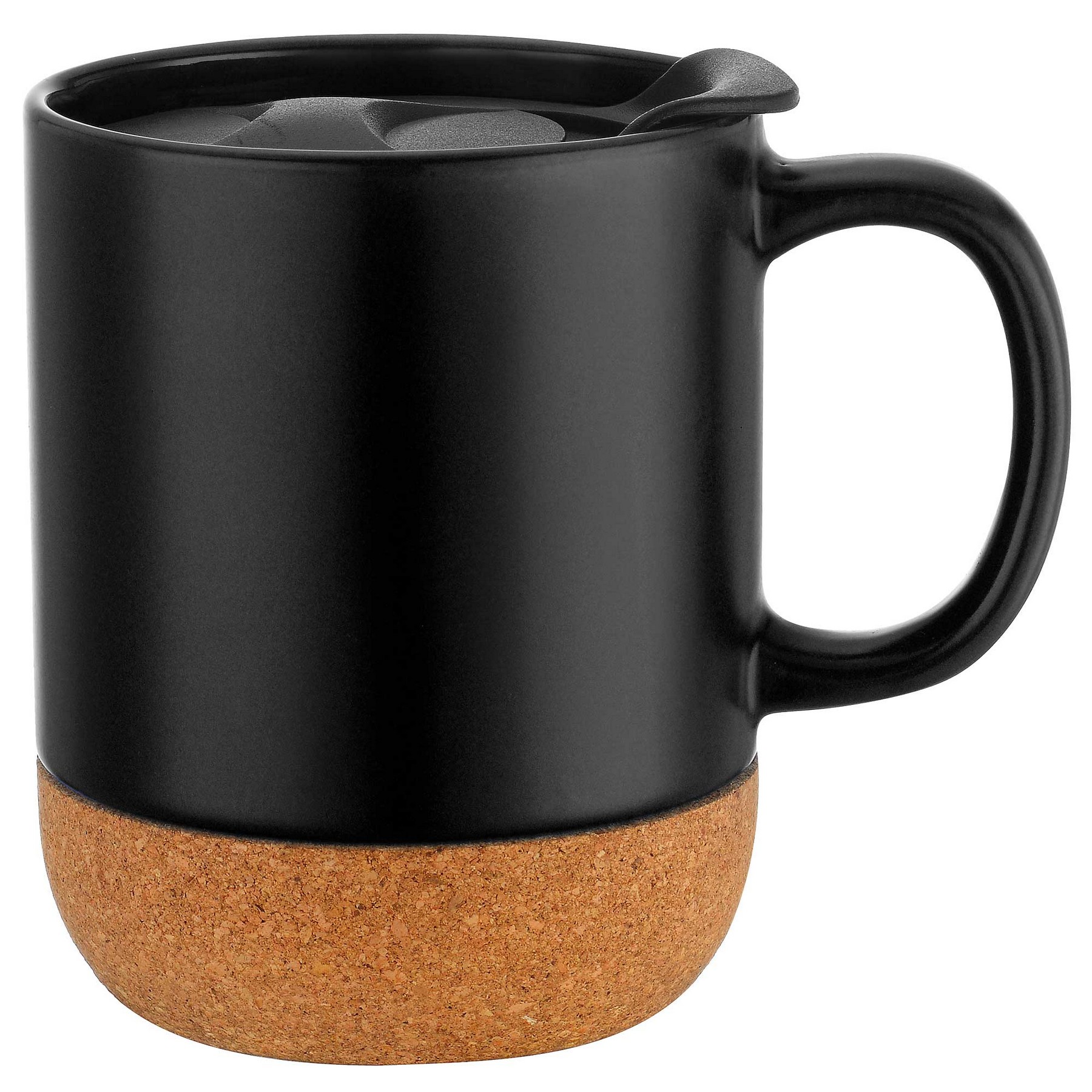 Picture of 12oz. Cork Bottom Ceramic Mug with Plastic Lid