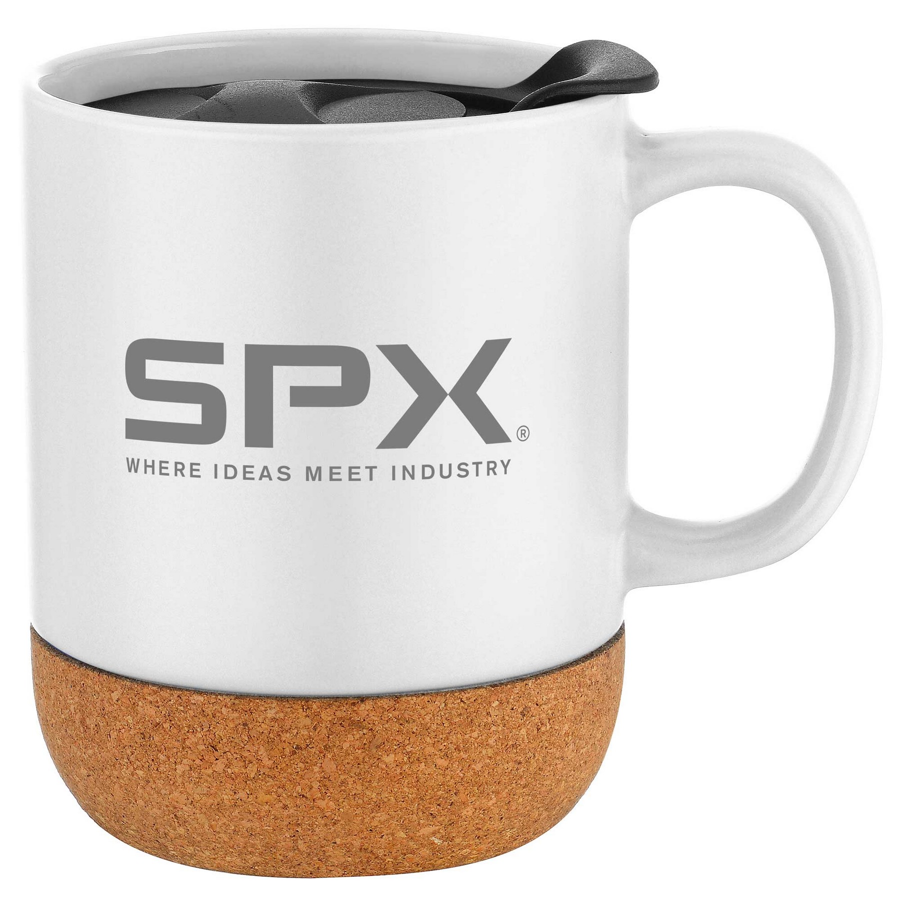 Picture of 12oz. Cork Bottom Ceramic Mug with Plastic Lid