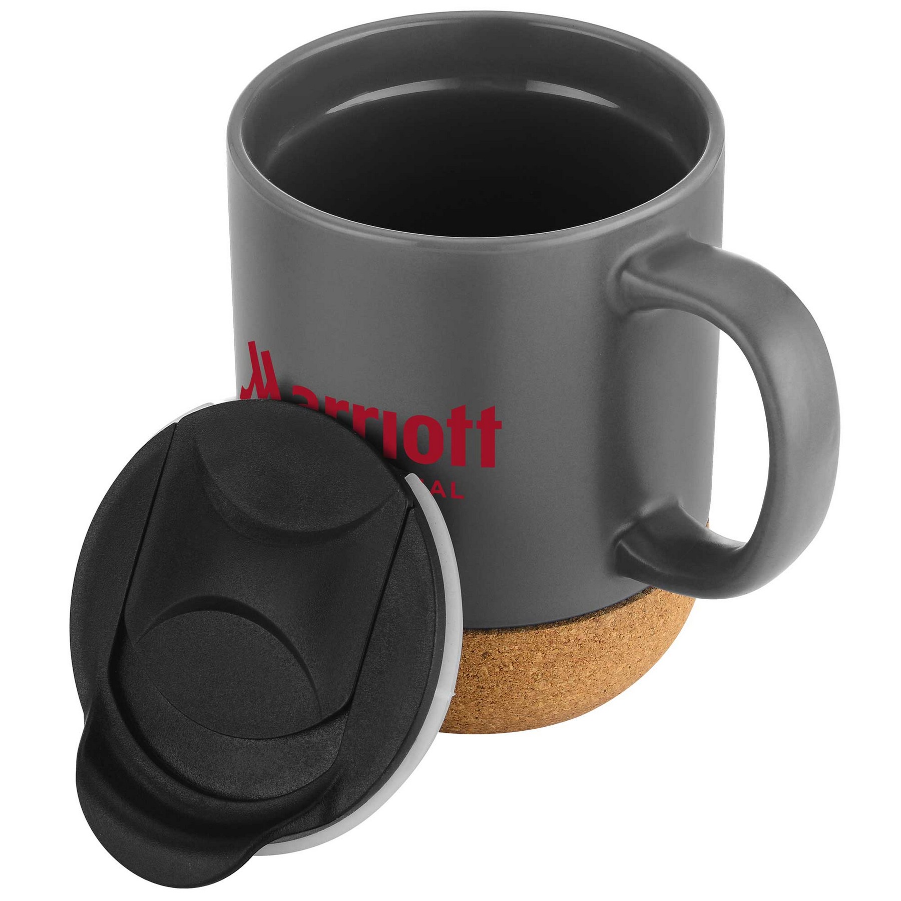 Picture of 12oz. Cork Bottom Ceramic Mug with Plastic Lid