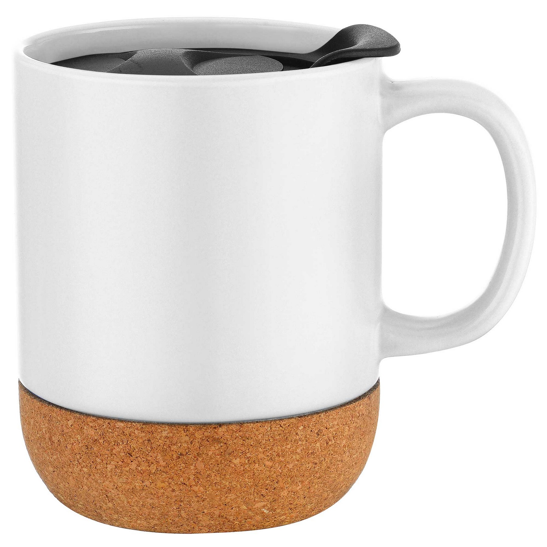 Picture of 12oz. Cork Bottom Ceramic Mug with Plastic Lid