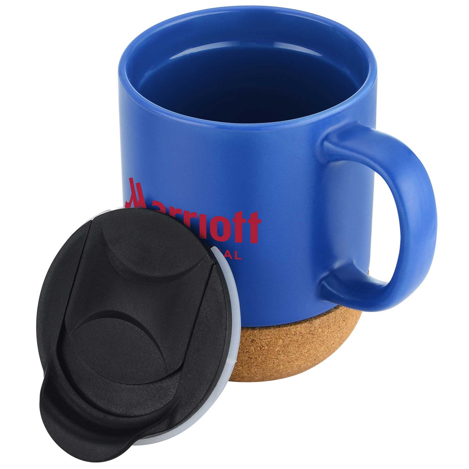 Picture of 12oz. Cork Bottom Ceramic Mug with Plastic Lid