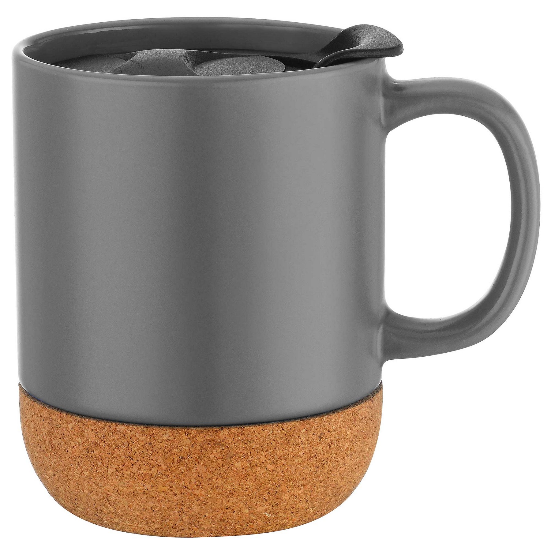 Picture of 12oz. Cork Bottom Ceramic Mug with Plastic Lid
