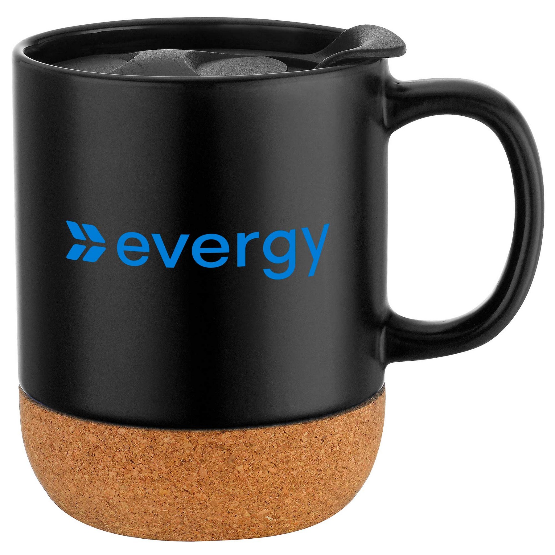 Picture of 12oz. Cork Bottom Ceramic Mug with Plastic Lid