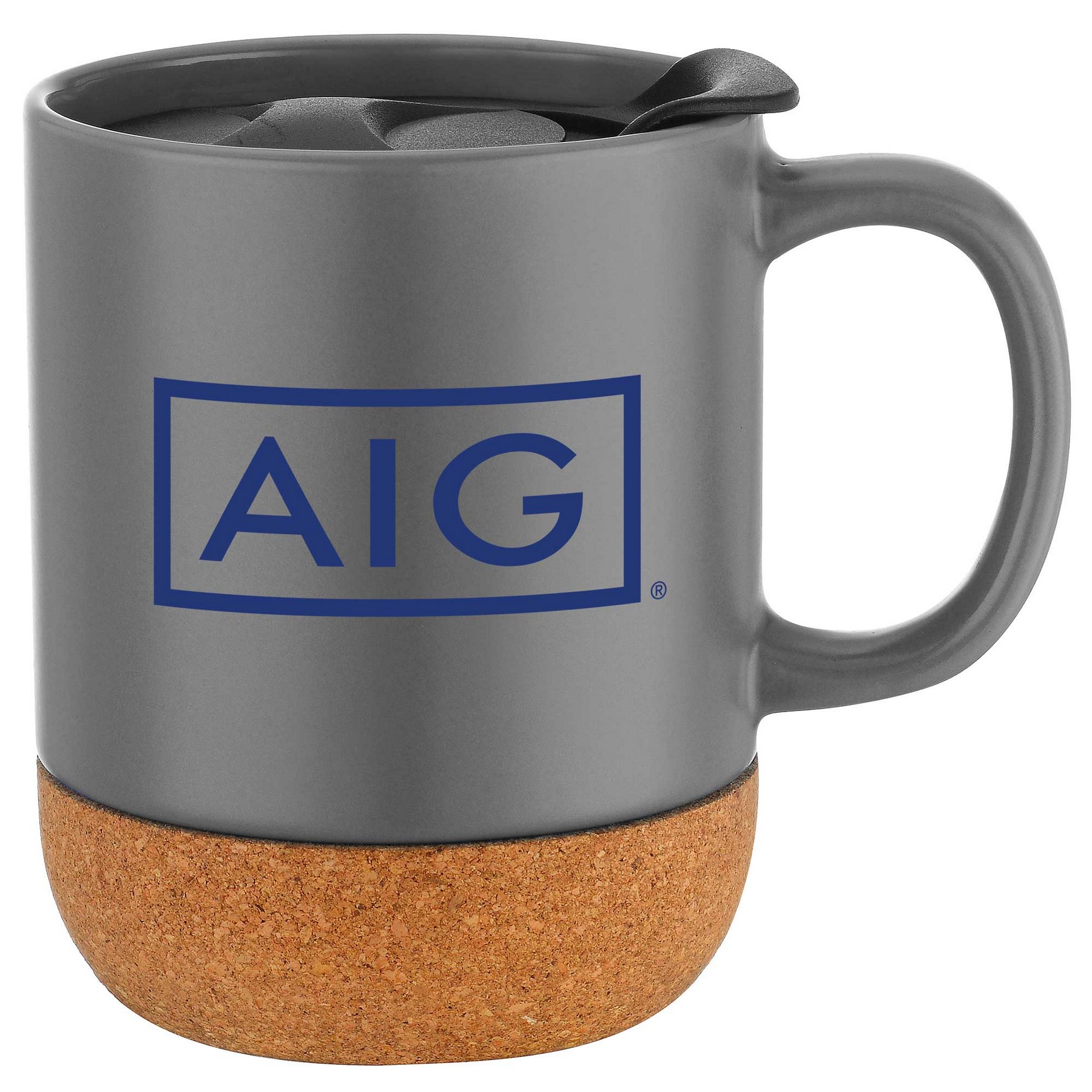 Picture of 12oz. Cork Bottom Ceramic Mug with Plastic Lid