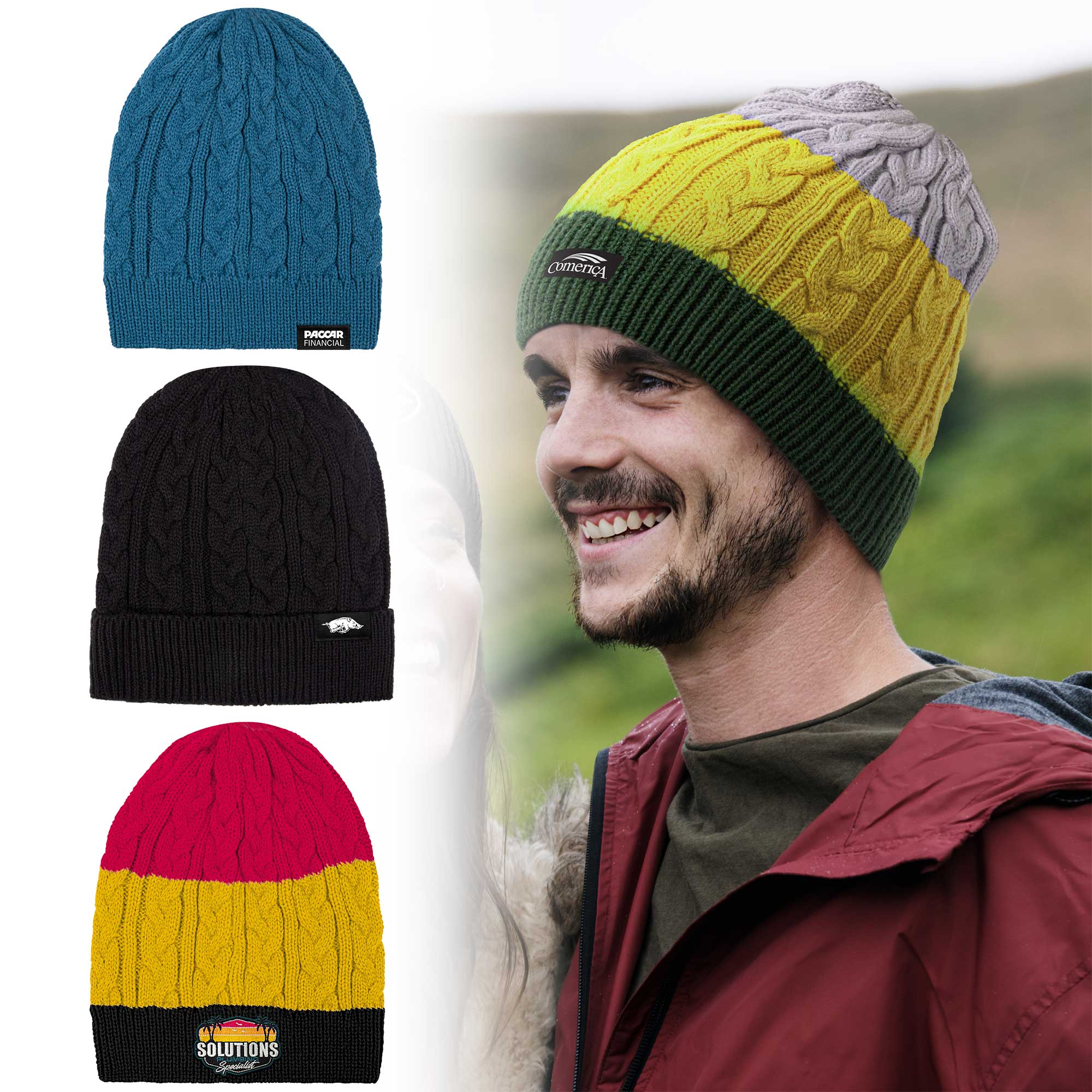 Picture of Embroidered Adult Cable-Knit Beanie (5-6 Weeks Air)