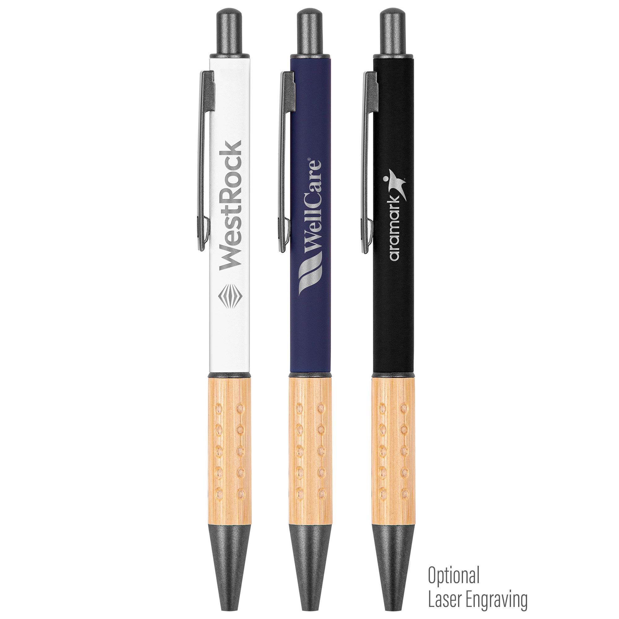 Picture of The Gosford Gunmetal Click-Action Ballpoint Pen w/Bamboo Accent