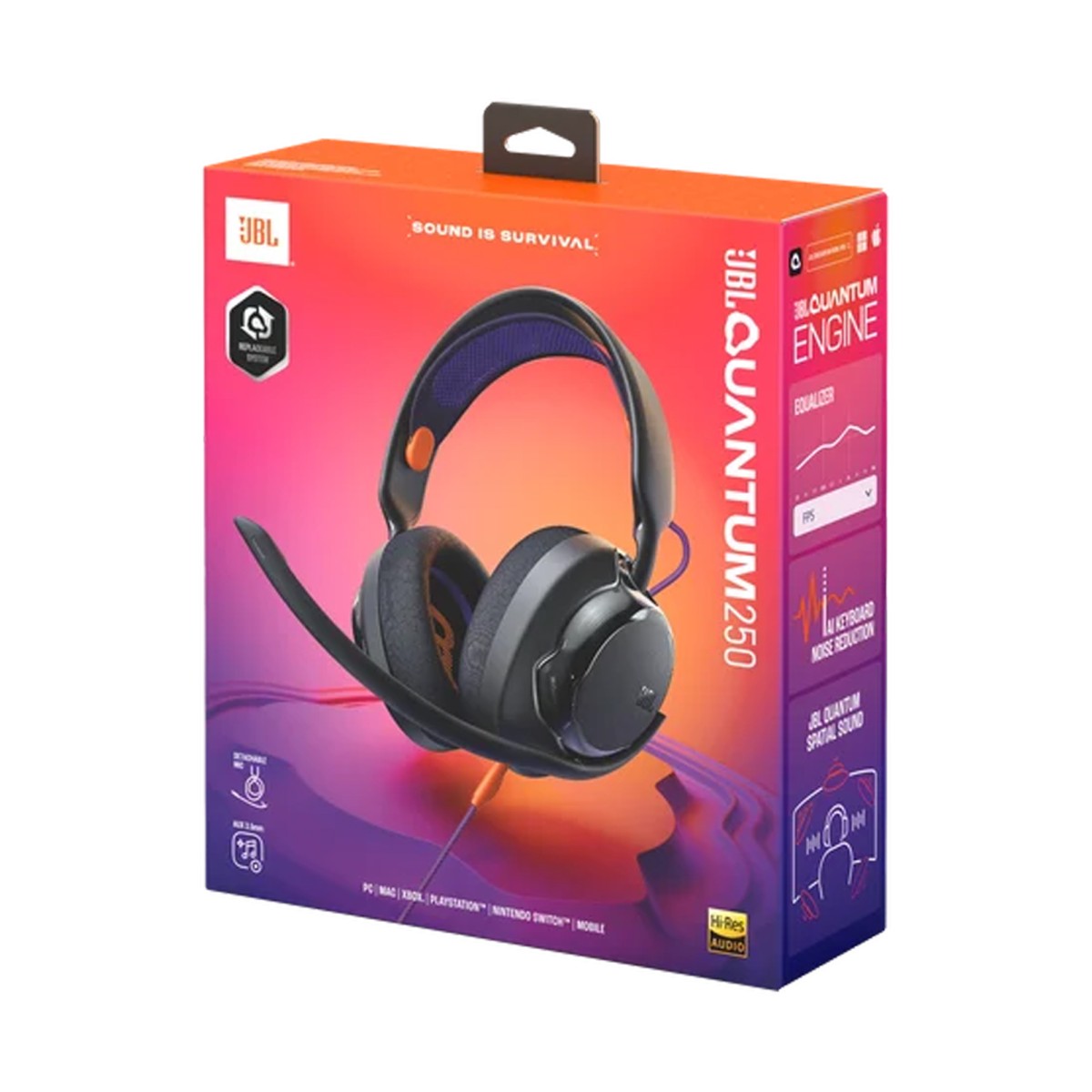 Picture of JBL Quantum 250 Wired Over-Ear Gaming Headset with Flip-Up Mic