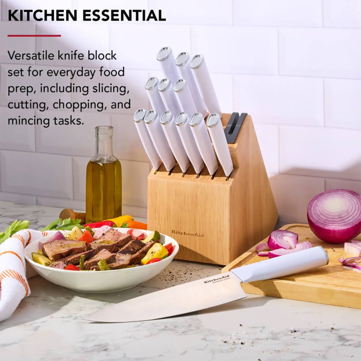 Picture of KitchenAid Slim Two-Tone Knife Block Set