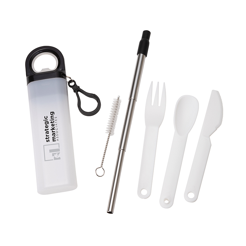 Picture of Griffith 3-in-1 Metal Straw, Cutlery Set & Bottle Opener